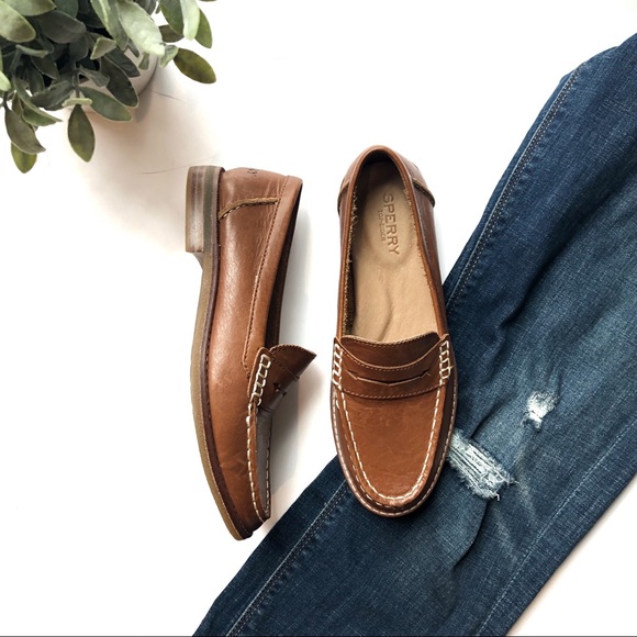 sperry seaport penny loafer black